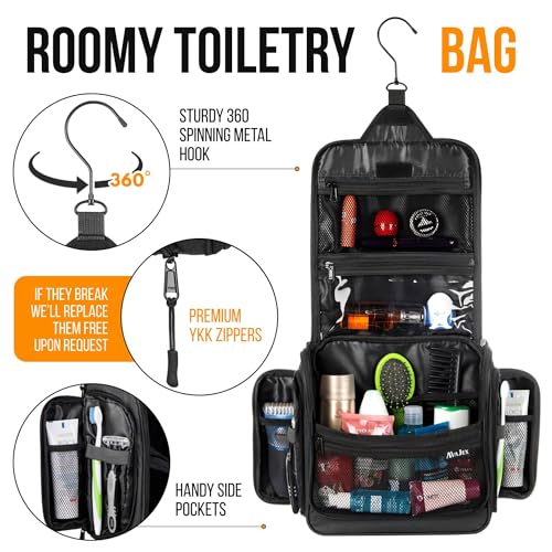 AvaJex Travel Toiletry Bag for Men and Women - (10.6”x10.6”x3.2”) Large Hanging Toiletry Organizer - Waterproof Hygiene Bag with Metal XXL Swivel Hook, with Sturdy Zippers and 19 Compartments for Toiletries - Image 5