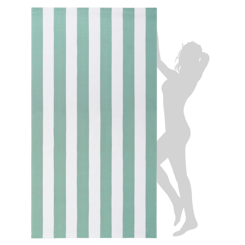 WILFA Extra Large Beach Towel Oversized Mircofiber 40 x 70 inches XL Striped Lightweight Pool Towel Big Cabana Swim Travel Towel for Adults Mens WomenTeal