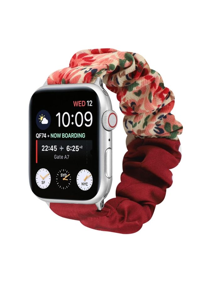 Replacement Strap Butterfly Pattern Hair Ring Cloth Watch Band For Apple Watch Series 9&8&7 41mm / SE 3&SE 2&6&SE&5&4 40mm / 3&2&1 38mm A