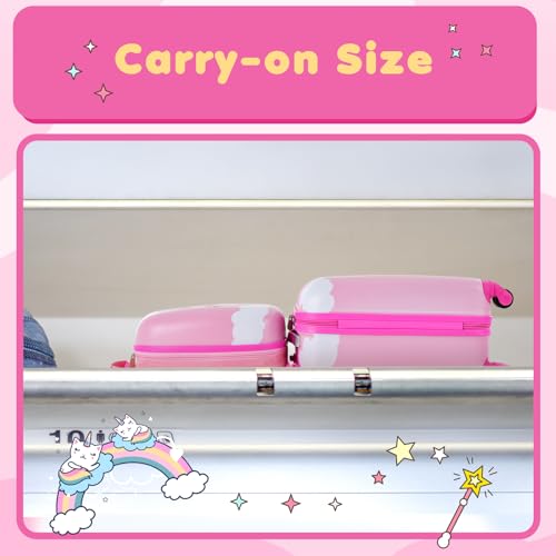 HONEY JOY Kids Luggage, 12" Toddler Backpack & 16" Travel Suitcase with Wheels, Lightweight Toddler Girls Suitcase, Durable ABS Hardshell, 2Pcs Carry On Luggage Set for Boys Girls(Unicorn) - Image 3