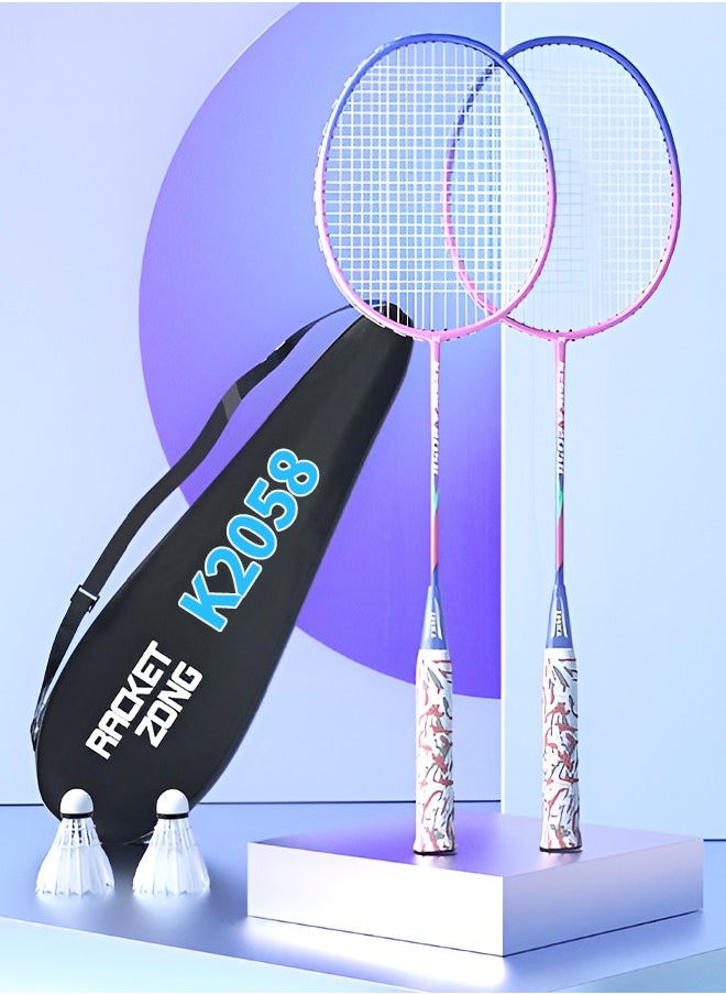 UETEEY 2 Pieces Badminton Rackets Set with 3 Badminton Balls, 2 Hand Glue, 2 Rackets Sticker and Carrying Bag Included, Upgrade Lightweight Adult Badminton Racket Set for Outdoor Sport, Professional Training  - Image 1
