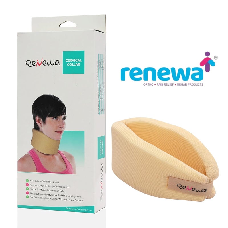 RENEWA Cervical Collar Soft Foam, Adjustable Neck Support for Sleeping - Relieves Neck Pain and Spine Pressure, Neck Collar Beige (S) - Image 5