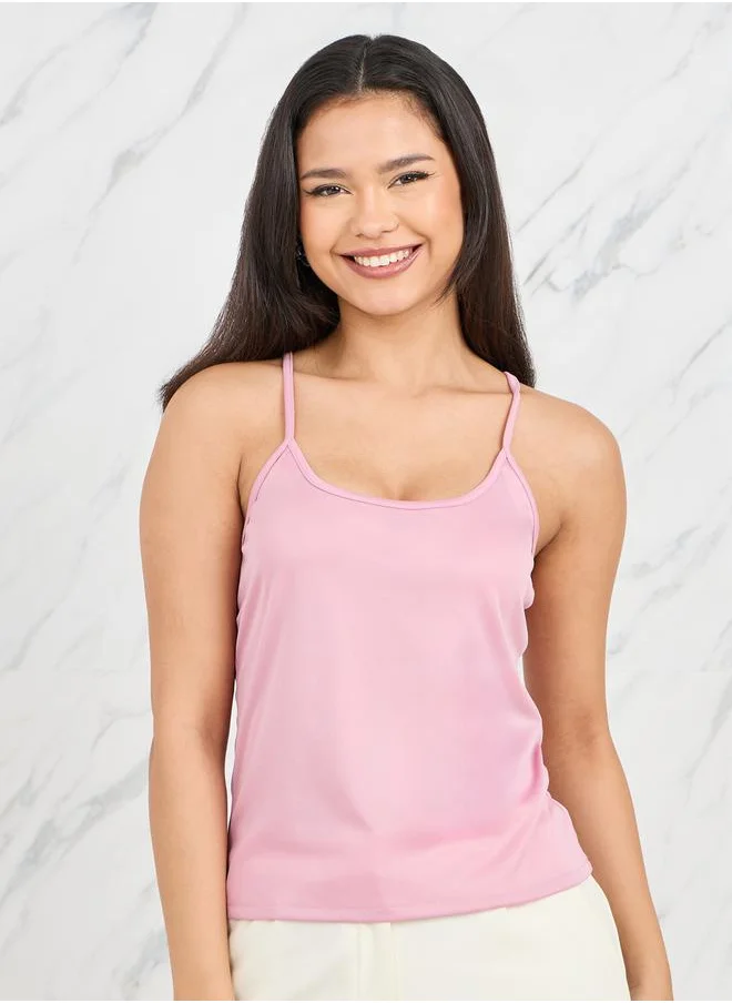 Styli Burnout Texture Ruffle Detail Shirt with Cami