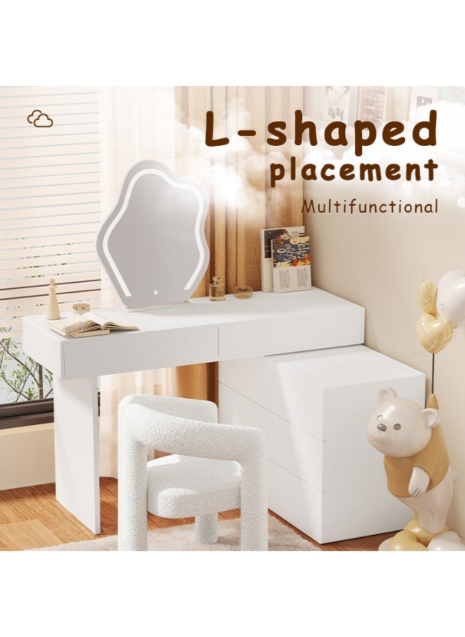 Generic Bedroom Set Adjustable Dressing Table With Mirror Wooden Make Up Table With Led Light  - Image 1