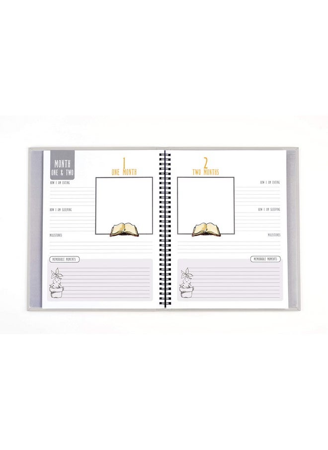 CONQUEST Conquest Journals Harry Potter Little Keeper Baby Album, Capture Magical Memories, Baby Shower to Age 5, Grey Linen Cover, Lay Flat Spiral, 66-Guided Journal Pages, 9'' x 11.5'', Officially Licensed  - Image 5