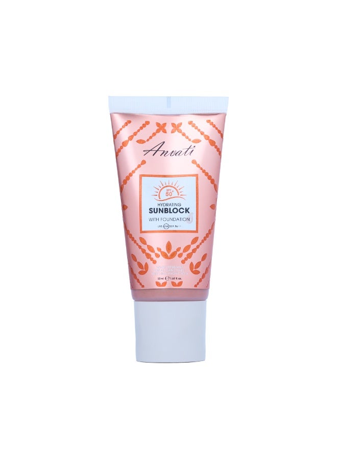 Anvati Hydrating Sunblock with Foundation – Moisturizing Tinted Sunscreen with SPF for Daily UV Protection | Skin Tone Correcting, Lightweight, Non-Greasy Sun Protection Cream for Smooth & Even Coverage - Image 1