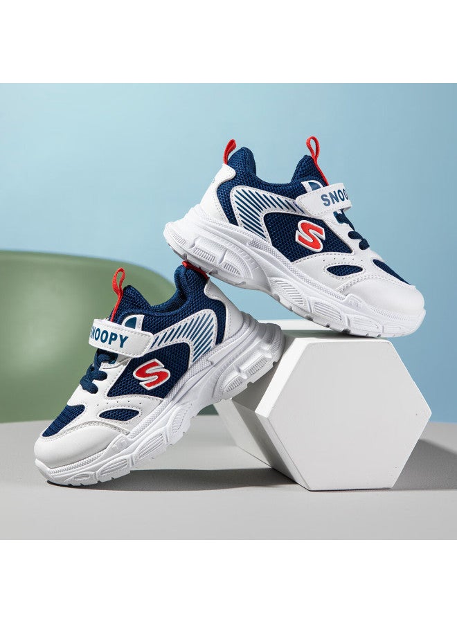Snoopysnoopy Kids' Breathable Sneakers Uni Children's White Shoes Boys Girls All-match Dad Shoes 3807 Dark Blue White Size 30 - Image 2