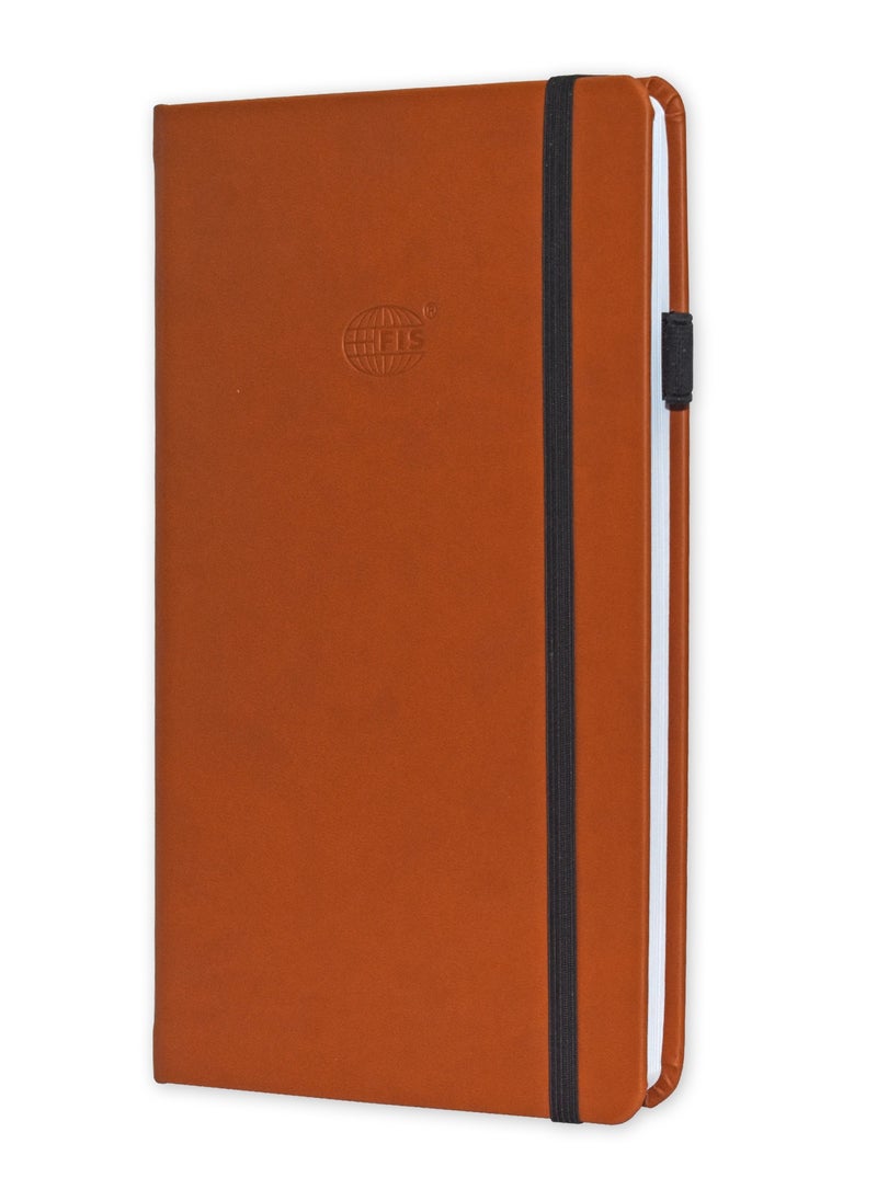 FIS FIS Budget Planner with Elastic Pen Loop Italian PU, Size A5, White Paper, 100 GSM, 128 Pages, Hard Cover, Round Corners, Colour Brown - FSORA5BPLANPBR  - Image 1