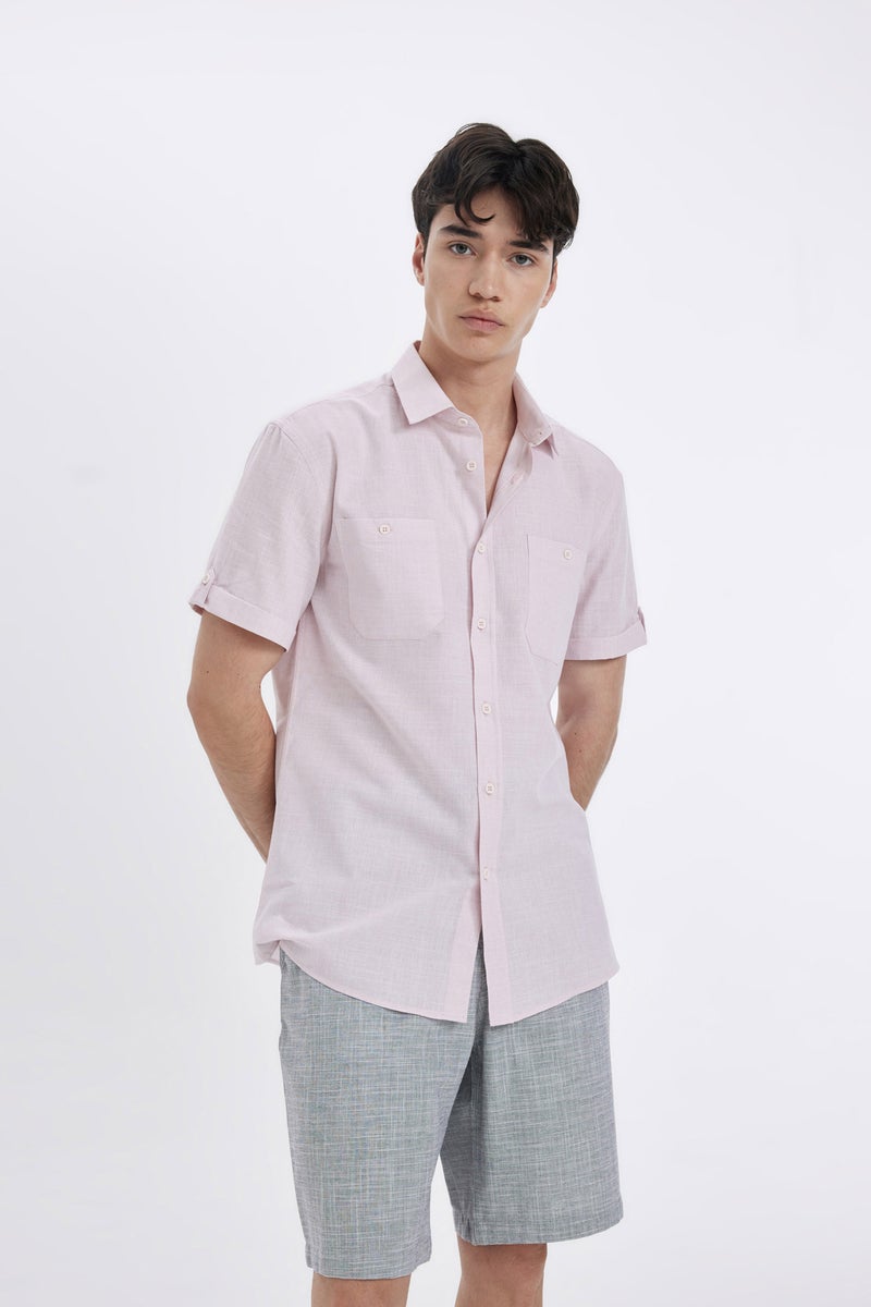DeFacto Man Slim Fit Poplin Short Sleeve Shirt - Image 3