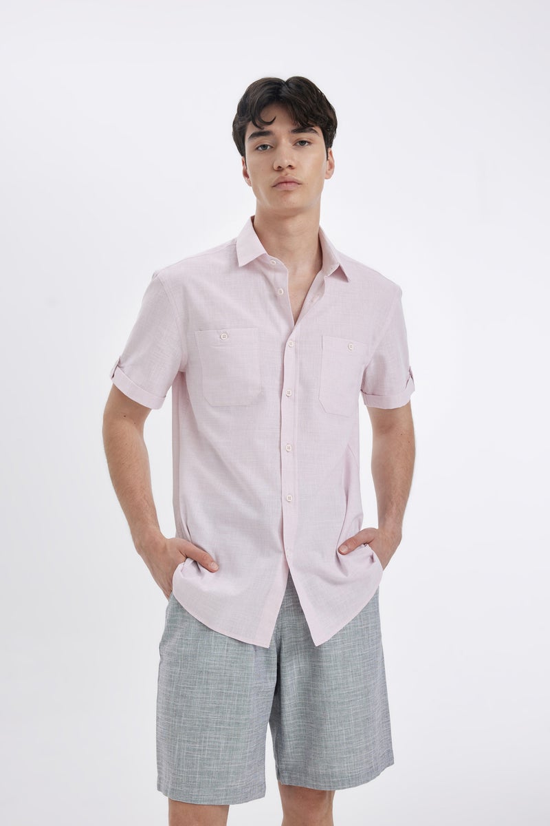 DeFacto Man Slim Fit Poplin Short Sleeve Shirt - Image 1