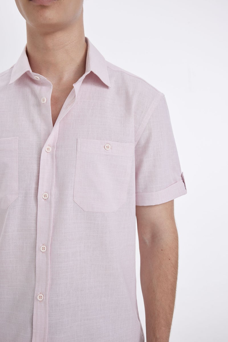 DeFacto Man Slim Fit Poplin Short Sleeve Shirt - Image 4