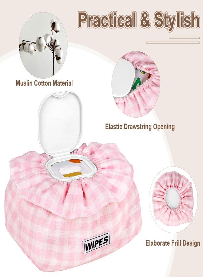Whiidoom Baby Wipes Cover – Muslin Cotton Wipes Dispenser, Universal Size Fits All Wipes & Tissues, Diaper Pouch for Nursery, Living Room & Diaper Station (Pink) - Image 3
