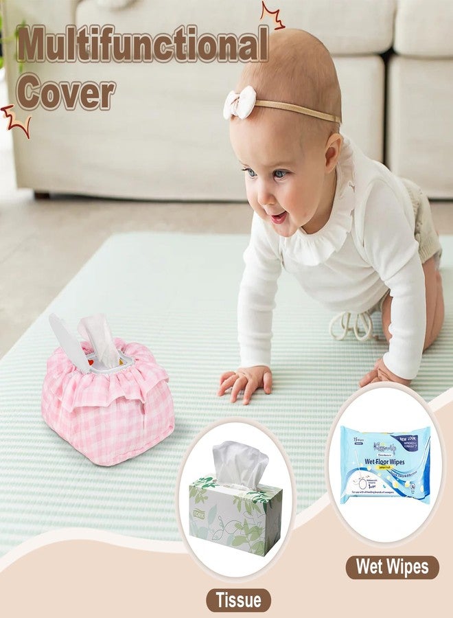 Whiidoom Baby Wipes Cover – Muslin Cotton Wipes Dispenser, Universal Size Fits All Wipes & Tissues, Diaper Pouch for Nursery, Living Room & Diaper Station (Pink) - Image 4