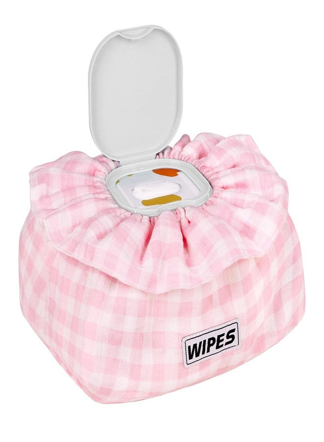 Whiidoom Baby Wipes Cover – Muslin Cotton Wipes Dispenser, Universal Size Fits All Wipes & Tissues, Diaper Pouch for Nursery, Living Room & Diaper Station (Pink) - Image 1