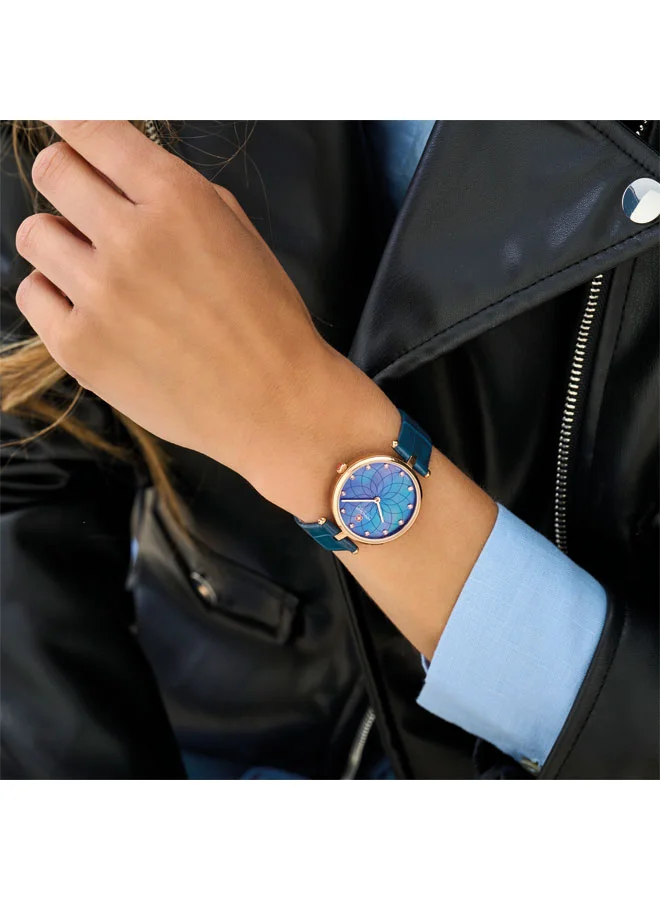 Hanowa Maggia Blue Mother-of-pearl Dial Blue Leather Strap Watch for Women 30mm