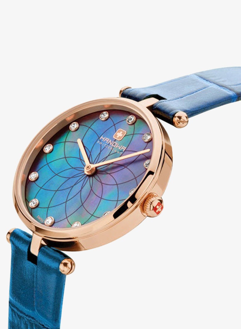 Hanowa Maggia Blue Mother-of-pearl Dial Blue Leather Strap Watch for Women 30mm - Image 3