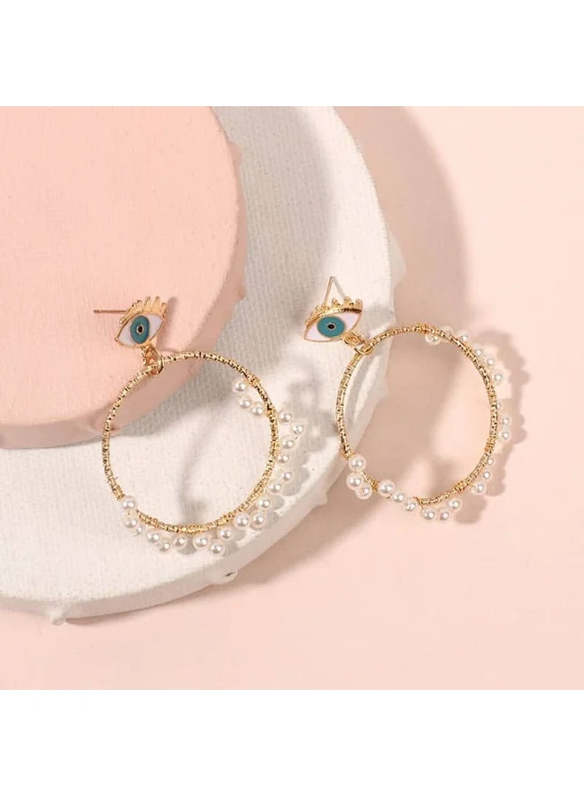 Evil Eye Circle Earrings – Gold-Plated Protection Jewelry for Women