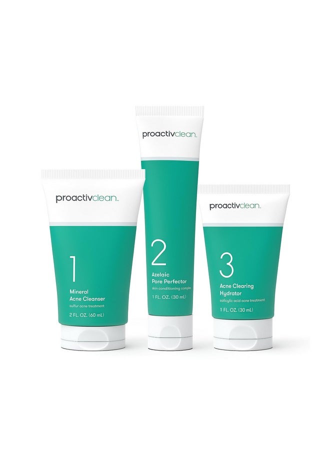 Proactiv - Clean 3 Step Acne Treatment Routine Sulfur Acne Treatment Cleanser Azelaic Acid Serum And Facial Moisturizer For Acne Prone Skin 30 Day Acne Skin Care Kit W/Zits Happen® Pimple Patches - Image 1