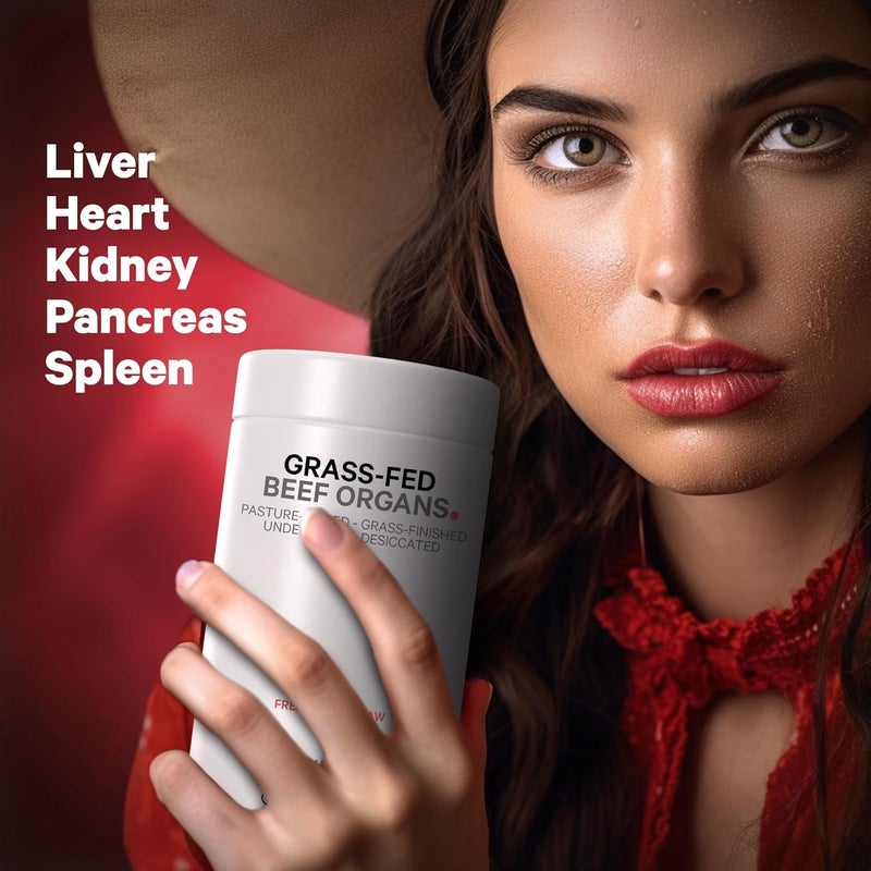 Codeage Grass Fed Beef Organs Supplement  Glandulars Supplements  Freeze Dried NonDefatted Desiccated Liver Heart Kidney Pancreas  Spleen Bovine Pills  Beef Vitamins  NonGMO 180 Capsules - Image 4