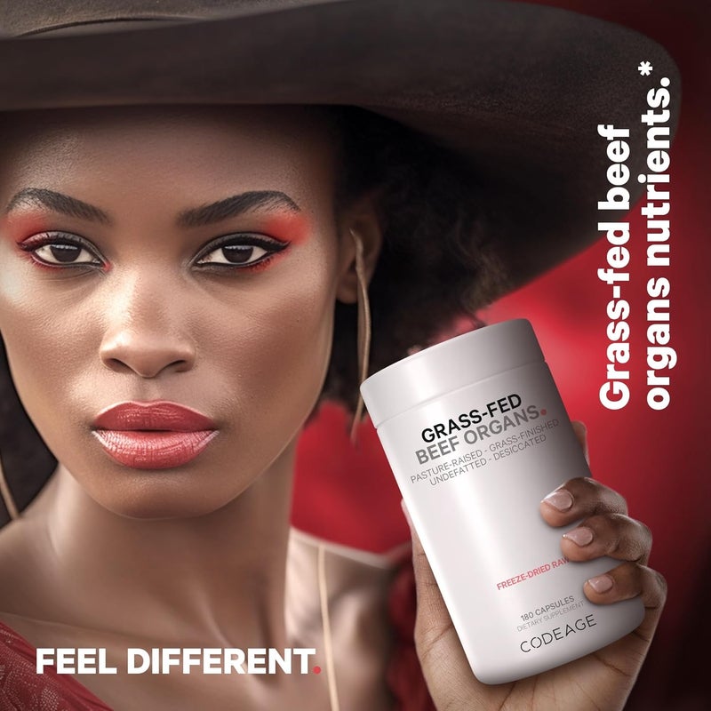 Codeage Grass Fed Beef Organs Supplement  Glandulars Supplements  Freeze Dried NonDefatted Desiccated Liver Heart Kidney Pancreas  Spleen Bovine Pills  Beef Vitamins  NonGMO 180 Capsules - Image 5