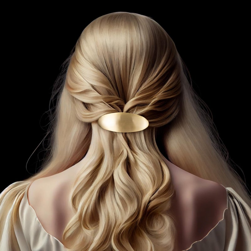 CustomyLife 3inch Oval Hair Barrette Vintage Metal Large Hair Clip Gold French Wedding Prom Formal Hair Accessories for Women Girls Long Thick Hair - Image 3