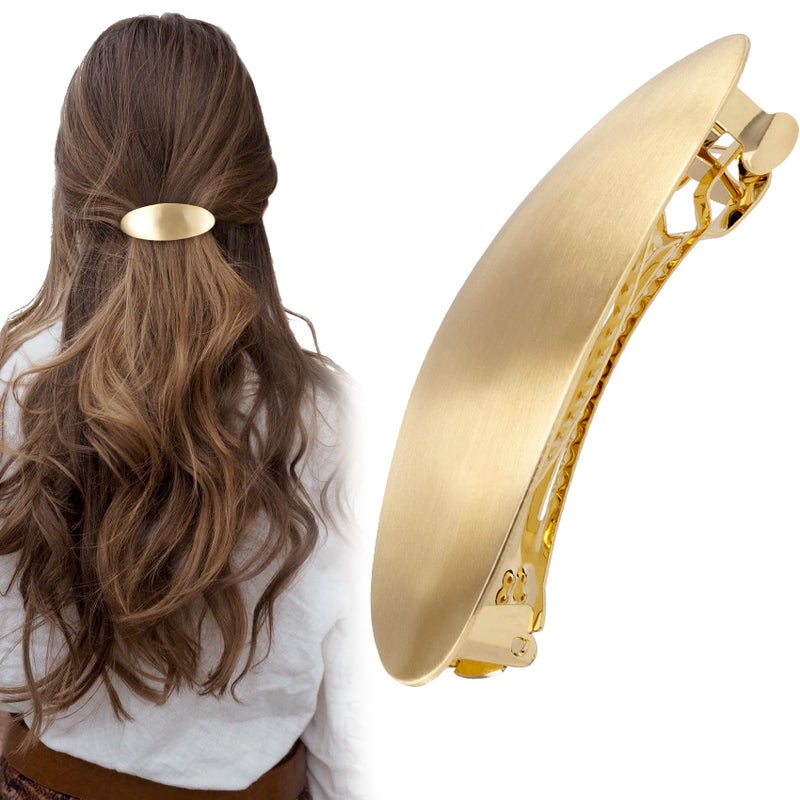 CustomyLife 3inch Oval Hair Barrette Vintage Metal Large Hair Clip Gold French Wedding Prom Formal Hair Accessories for Women Girls Long Thick Hair - Image 1