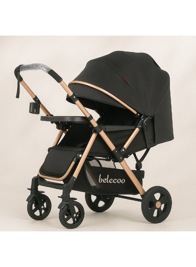 بيليكو عربة أطفال Belecoo عالية الجودة - قابلة للطي بيد واحدة، مع مساحة تخزين كبيرة ونافذة لمراقبة الطفل، مناسبة للسفر اليومي - Image 3