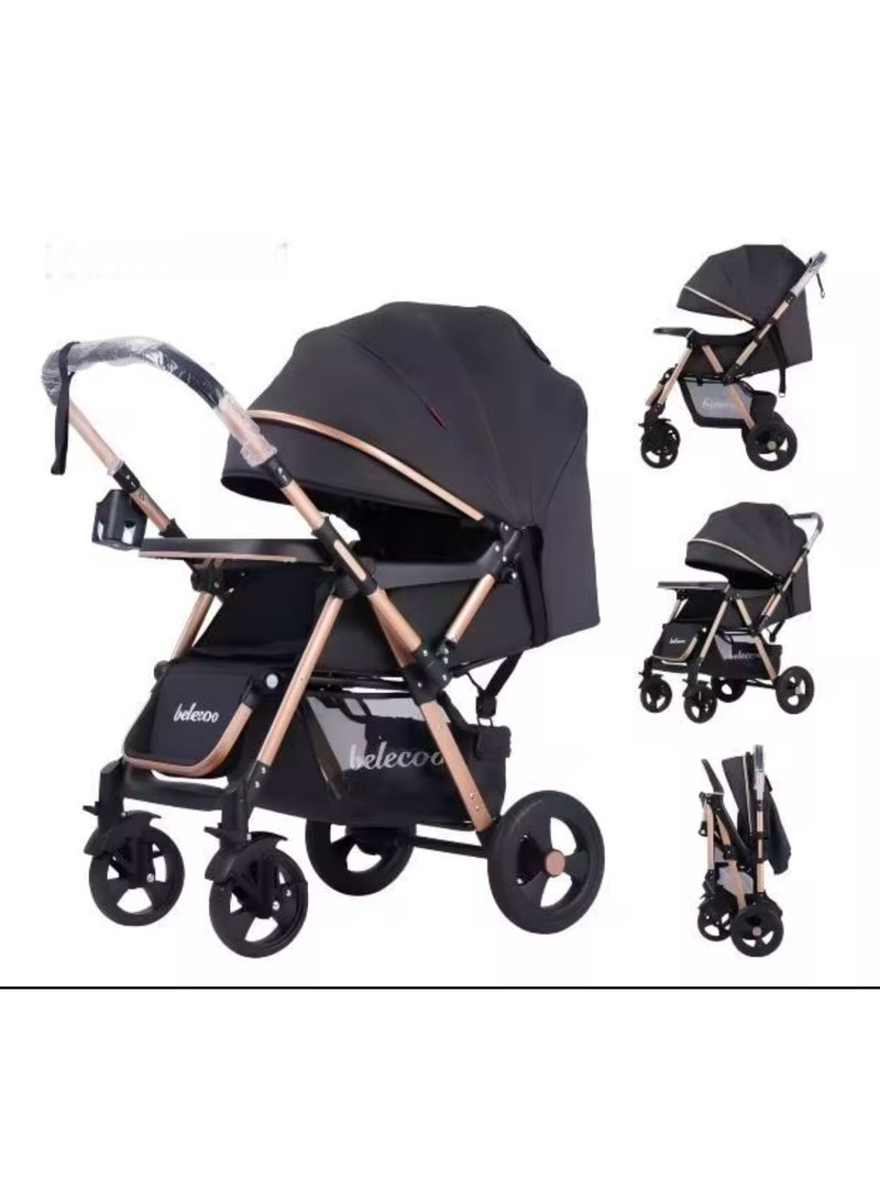 بيليكو عربة أطفال Belecoo عالية الجودة - قابلة للطي بيد واحدة، مع مساحة تخزين كبيرة ونافذة لمراقبة الطفل، مناسبة للسفر اليومي - Image 2