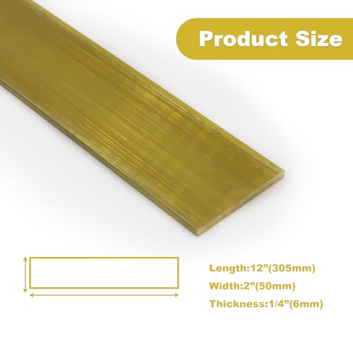 SuperDi 1/4" x 2" C360 Brass Flat BAR 12" Long Solid .250" Plate Mill Stock H02 - Image 2