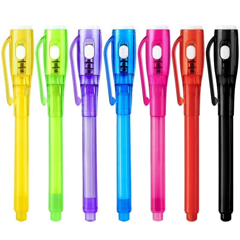 EODVICS 7 Pack Upgraded Invisible Ink Spy Pen with UV Light Magic Marker for Secret Messages Birthday Party Favors Toys Gifts for Kids Ages 3 - Image 1