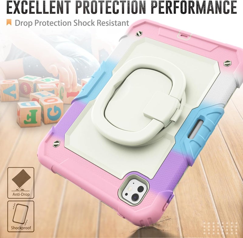 YUANSHXM-Case for iPad Pro 11-inch (M4, 2024 Release), 3 Layers Upgraded All-Inclusive Heavy Duty Protection Case with 360 Rotating Multi Functional Handle Ring & Stand & Shoulder Strap (I) - Image 2