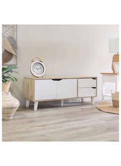 DANUBE HOME Modesto TV Cabinet For Up To 32 Inches TV Entertainment Modern Design Wall Unit Furniture Wooden TV Stand For Living Room Bedroom TV Rack L120xW40xH49 cm Sonoma Oak/White  - Image 3
