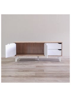 DANUBE HOME Modesto TV Cabinet For Up To 32 Inches TV Entertainment Modern Design Wall Unit Furniture Wooden TV Stand For Living Room Bedroom TV Rack L120xW40xH49 cm Sonoma Oak/White  - Image 5