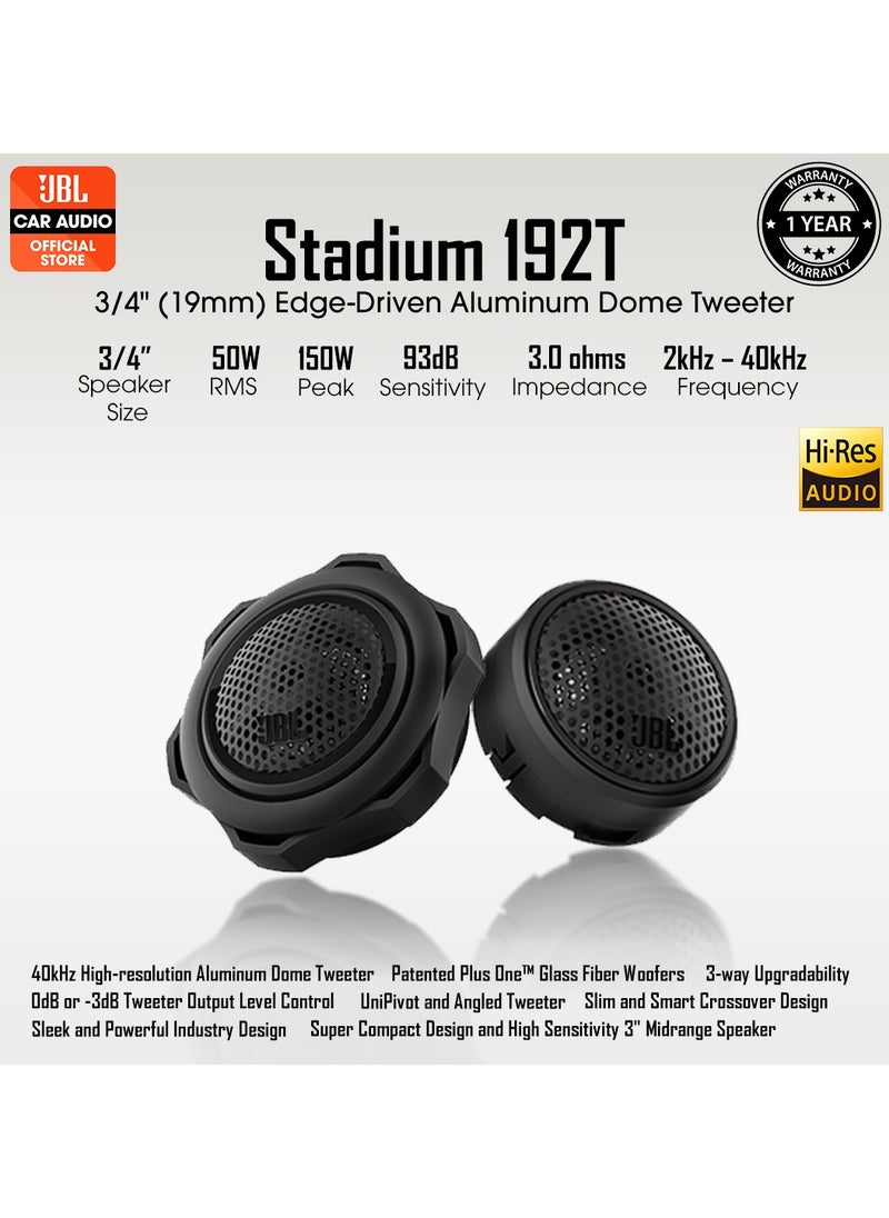 JBL JBL Stadium 192T Tweeter Car Speaker Boxes - 3/4 Inch Precision Tweeter Car Speaker by Harman Kardon (1 Pair) 150 Watt - Black  - Image 1