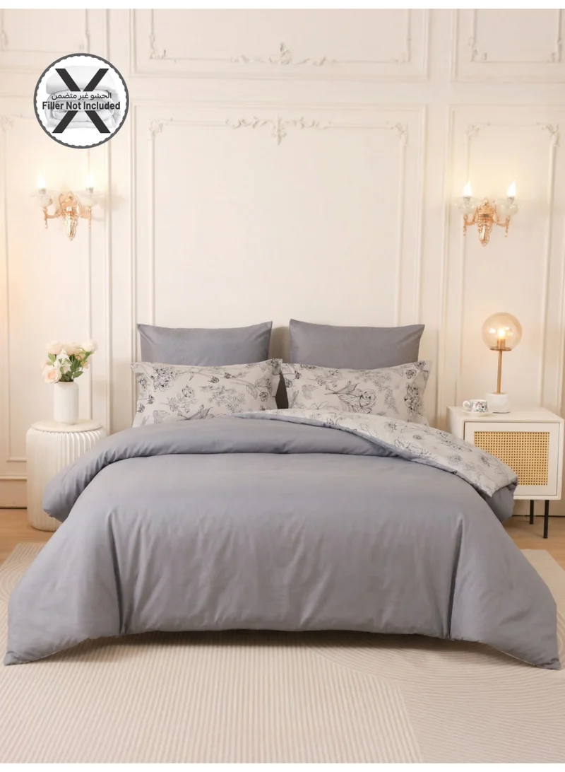 Donetella Printed Duvet Set, King Size Fits 200x200 cm - 6-Pcs Bed Set, Brushed Microfiber Fabric - 1 Duvet Cover, 1 Fitted Sheet, 2 Pillow Shams, 2 Pillowcases (Filler Not Included)