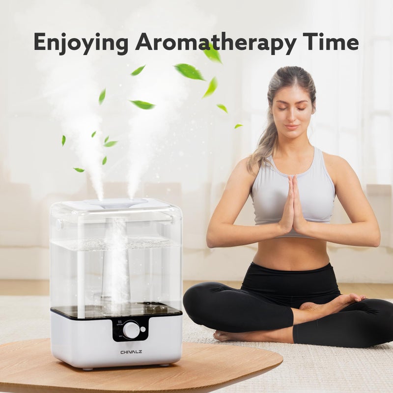 CHIVALZ Humidifiers for Bedroom Large Room Home, 6L Cool Mist Humidifier for Baby and Plant, Oil Diffuser, Top Fill Humidifier with Night Light, Quiet 26dB, Up to 50H, White 1Pack - Image 4