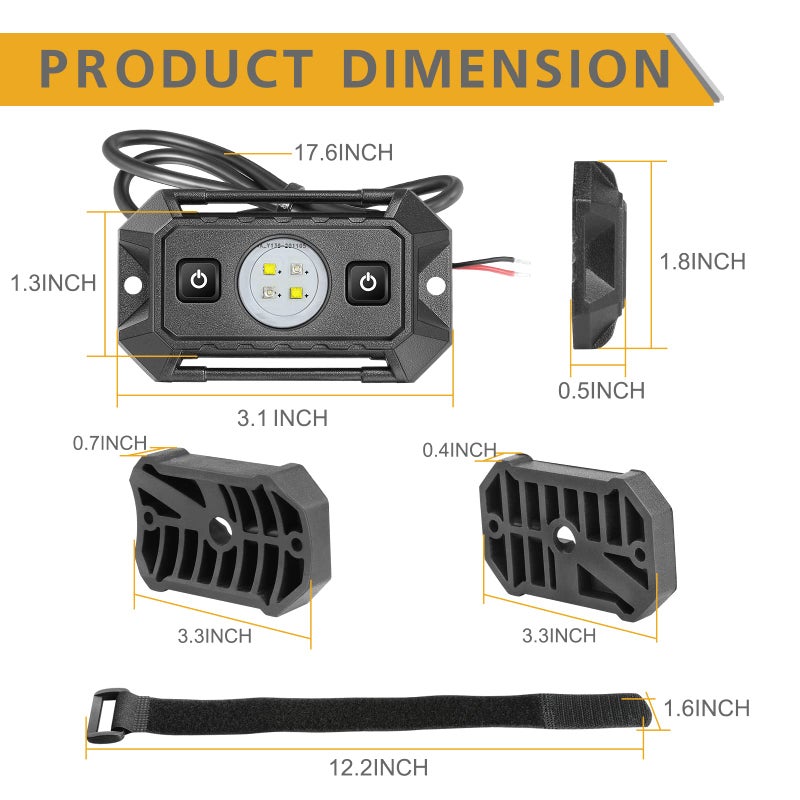 Rfroad Lighting UTV Dome Light with Switch, Rfroad Lighting Universal Roll Bar Mount LED Lights Roll Cage Map Light Interior Lights for UTV ATV Golf Cart Trucks Bed RZR Polaris Off-Road - White/Green - Image 2
