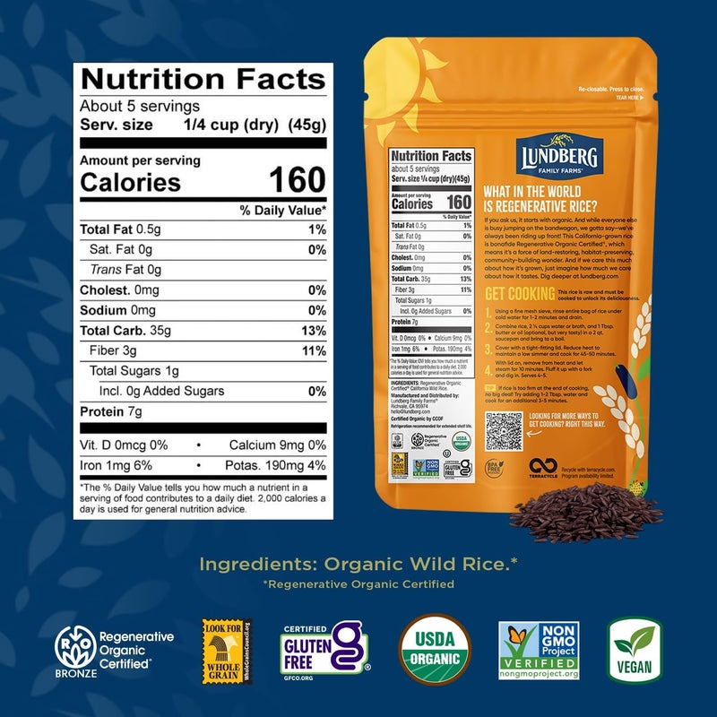 Lundberg Organic Wild Rice - 8 Oz Gourmet Rice, Regenerative Organic Certified - Image 2