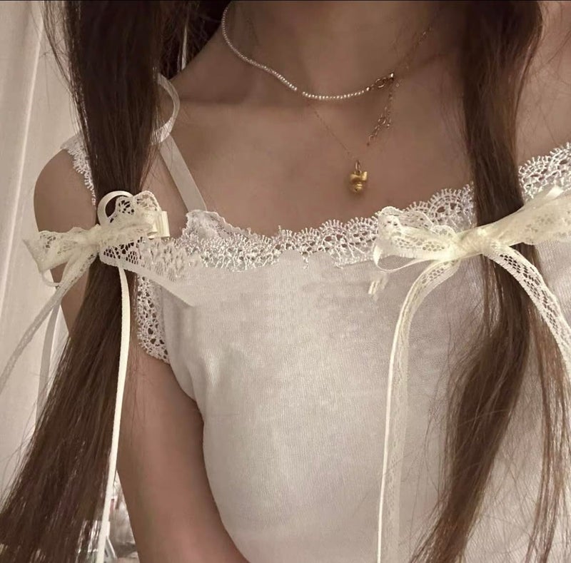 Tobeffect Lace Hair Bow Clips for Women White Lace Coquette Bows for Hair Cute Hair Ribbons for Women - Image 4