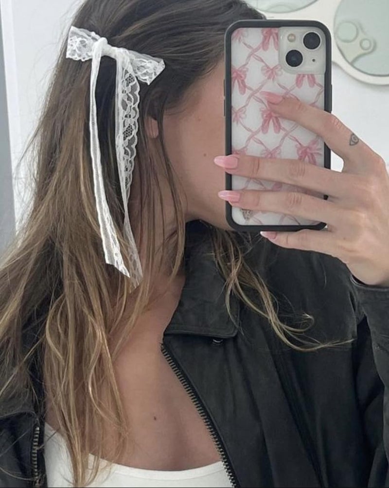 Tobeffect Lace Hair Bow Clips for Women White Lace Coquette Bows for Hair Cute Hair Ribbons for Women - Image 5