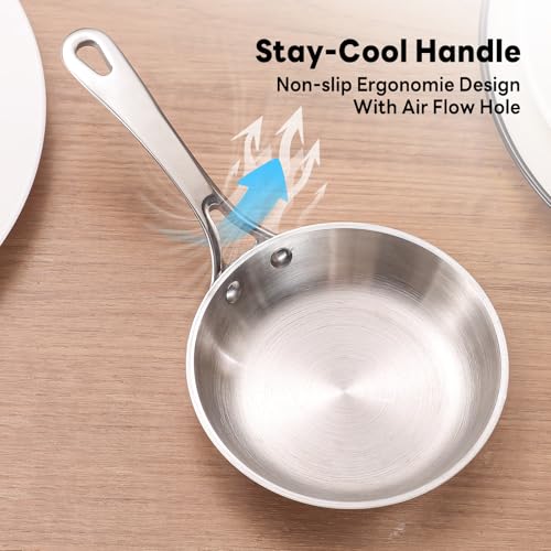 Macevia 0.12QT Mini Sauce Pan, 18/10 Stainless Steel Butter Warmer, Small Pot with Handle, Ideal for Kitchen, Restaurant, Camping & RV Use (4 Inch) - Silver - Image 5