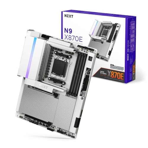 NZXT N9 X870E AMD X870E AM5 ATX Gaming Motherboard for Ryzen 9000800070002021 DDR5 4X M2 PCIe 50 WiFi 7 5GbE USB 4 M2 QuickRelease Latches FullMetal Cover White PCB - Image 1