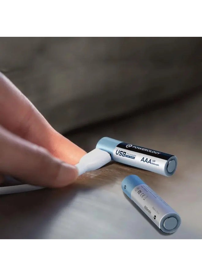 بطارية ليثيوم أيون قابلة لإعادة الشحن عبر USB AAA – 4 قطع/الحزمة - Image 2