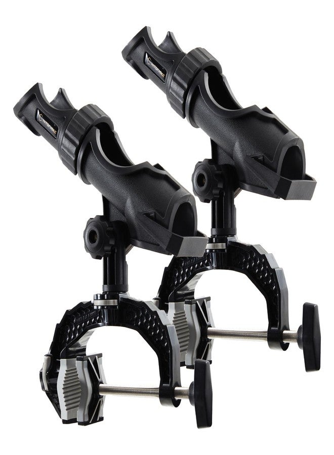 Hitorhike Fishing Rod Holder with Aluminum Alloy Base and One-Click Lock System Fits Round Square Tubes 0.59"~4.53" Enlarged Clamp Range for Bank Boat Kayak Fishing Rod Holder(2 Pack) - Image 1