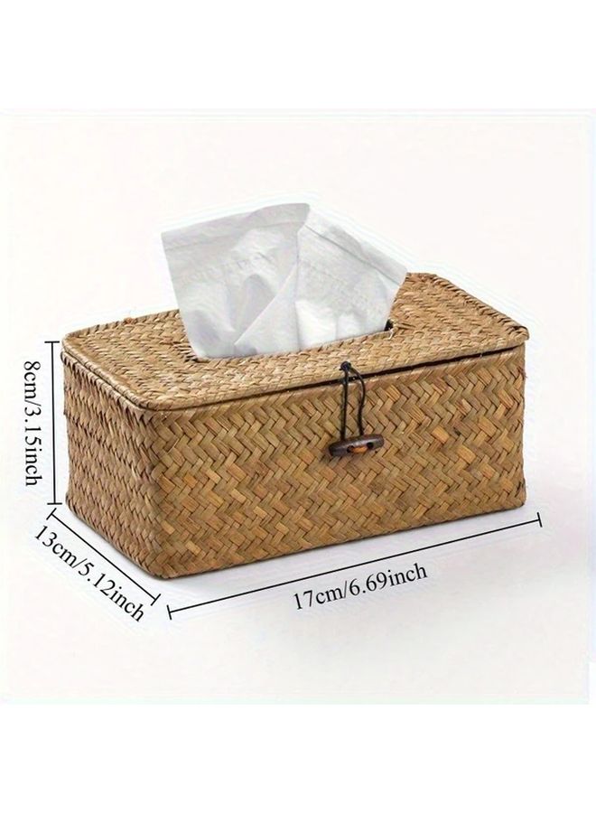 Orange Retro Woven Bamboo Tissue Box Holder Rustic Home Decor Living Room - Image 5