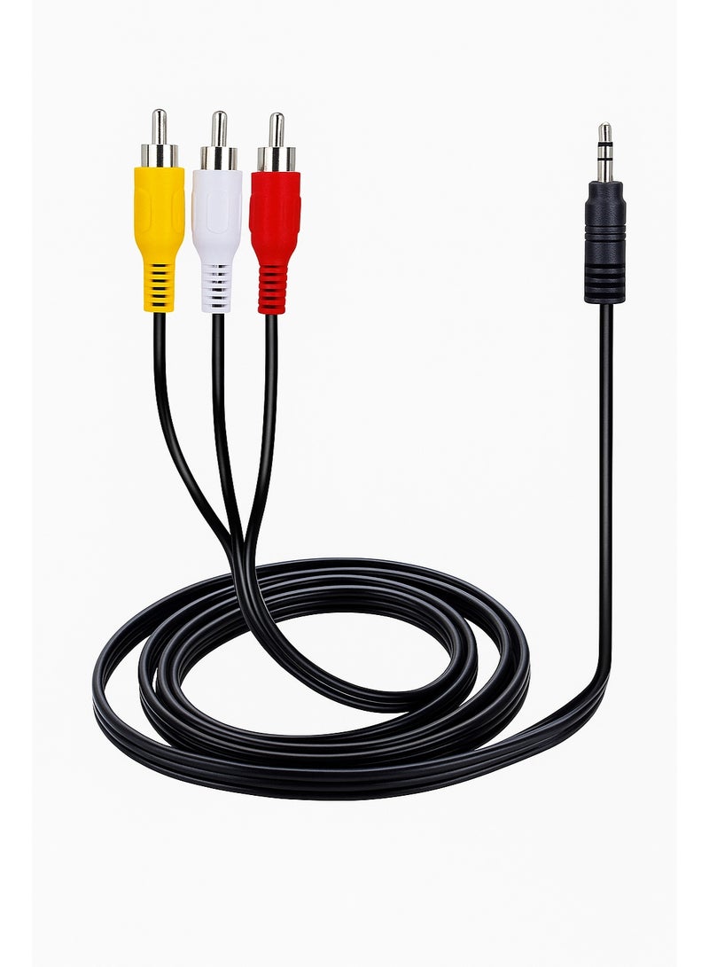 FUJISHKA 3M AUX Cable – 3.5mm Male to 3RCA (Red, White, Yellow) Audio Video Cable – Stereo Aux to RCA Cord for TV, DVD, Speaker, Home Theater – 10 Feet  - Image 1