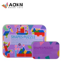 WAOKN Shape Puzzle Wooden Pattern Blocks Animal Jigsaw Color Sorting Stacking Game Preschool Montessori Learning Toys Brain Teaser Gift for Toddler Kid Traffic Set  - Image 1