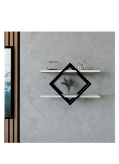 Stylish Home SHRAF-H10 wall shelf, metal frame and white wood  - Image 2