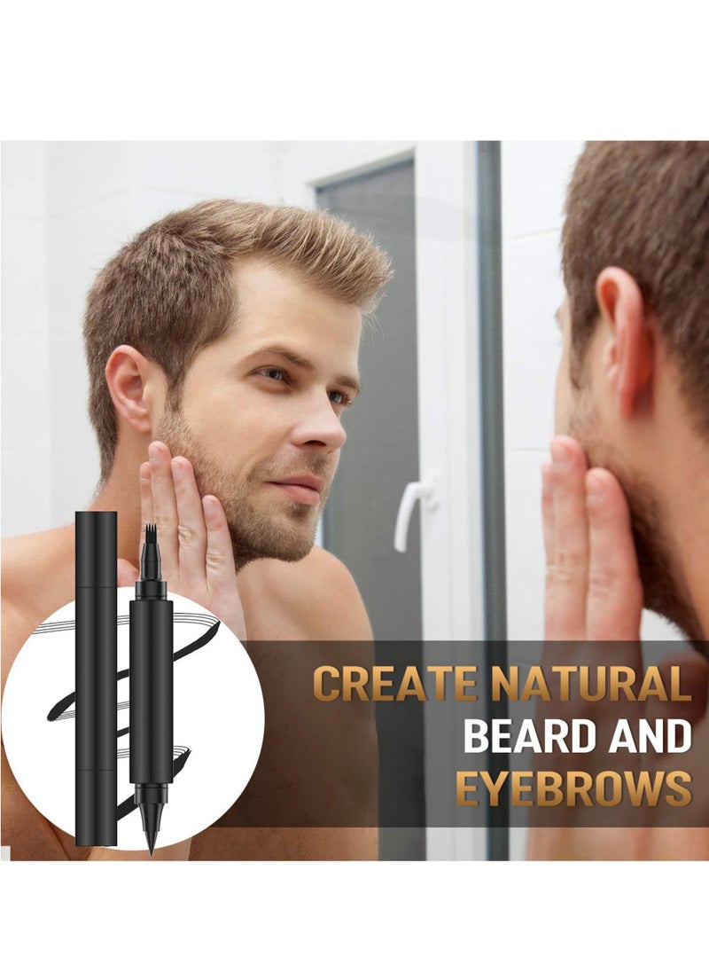 Generic New Upgraded Waterproof Double Headed Beard Filling Pen Set Black  - Image 4