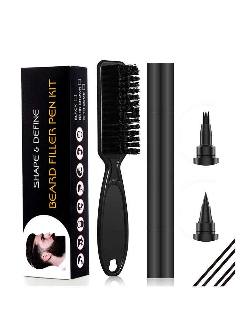 Generic New Upgraded Waterproof Double Headed Beard Filling Pen Set Black  - Image 1